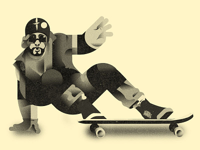 Power slide! crowded geometry illustration realistic retro skateboard sports thrashin