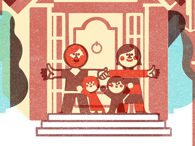 Monocle Family children color editorial geometry handmade illustration monocle texture