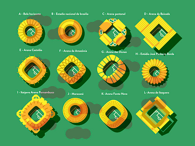 Brazil Stadiums color editorial geometry handmade illustration monocle texture