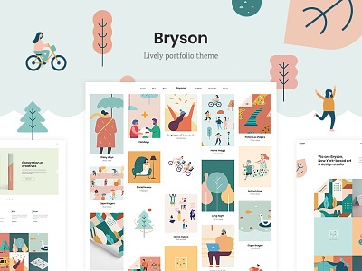 Bryson - Illustration and Design Portfolio Theme agency colorful creative design designer portfolio illustration illustrator portfolio personal portfolio portfolio studio template theme vectors wordpress