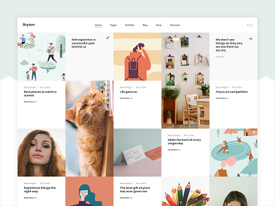 Bryson Blog home agency blog colorful creative design portfolio studio template theme vectors wordpress