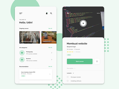 Online Course Application app course design flat green mobile mobile app mobile app design online online course simple ui ui ux ui ux design uidesign uiinspiration uiinspirations ux ux ui ux design