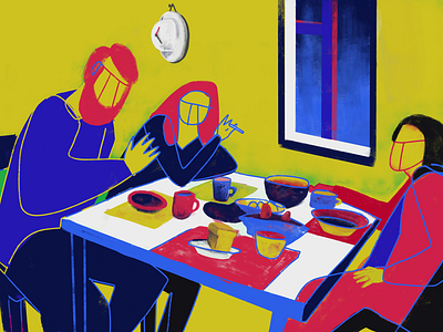 Dinner with friends artwork digital drawing illustrated illustration ipad pro procreate