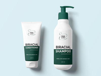 Biracial Shampoo & Conditioner Design brand branding design graphic design brand label and box design label design label mockup label packaging logo typography