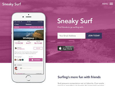 Sneaky Surf - Landing Page 003 dailyui