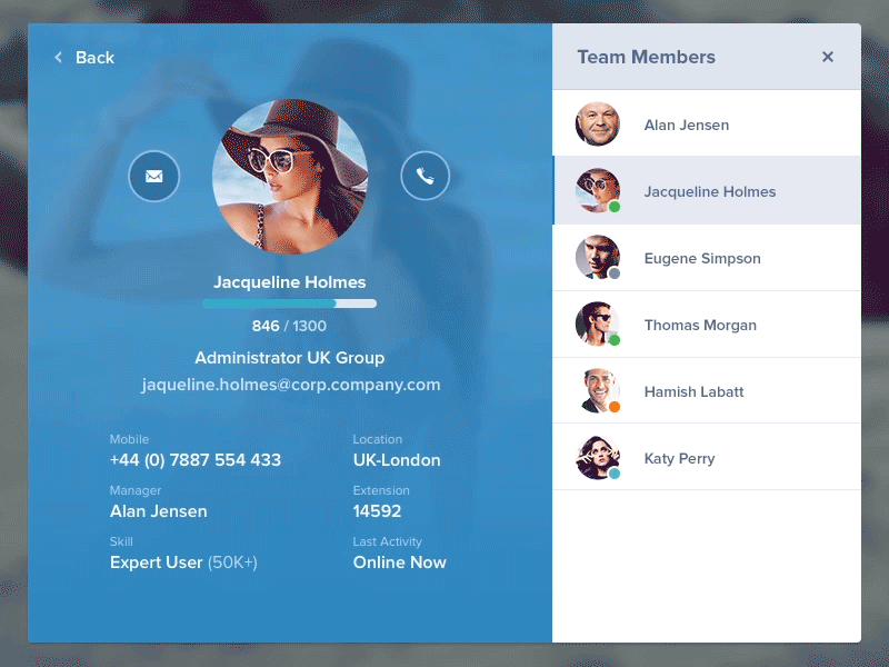 Team Messages chat animation ui people call dashboard messages label progress users profile gif