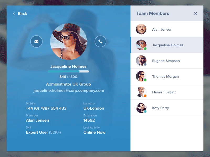 Team Messages animation call chat dashboard gif label messages people profile progress ui users