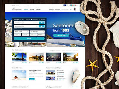 Skyscanner - Homepage clean deals detail filter homepage photos rope sea search travel vacation webdesign