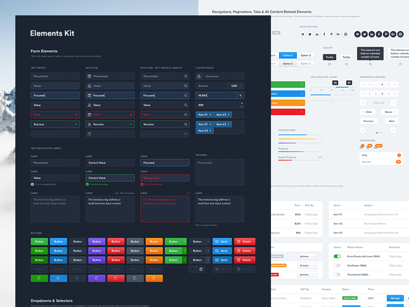 table 27 element Dashboard  Losert (Freebie) Jan Dribbble  UI  by Elements Kit