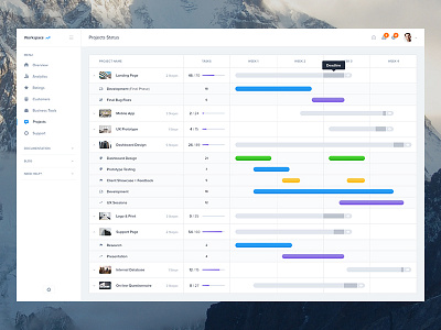 Projects Status - Dashboard UI Kit Update