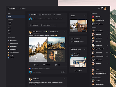 Socialio Dark (Dashboard UI Kit Screen 2)