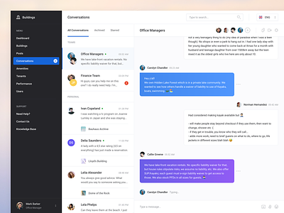 Buildings - Conversations (Dashboard UI Kit 3.0) chat clean conversation dashboard message messages profile ui web webapp