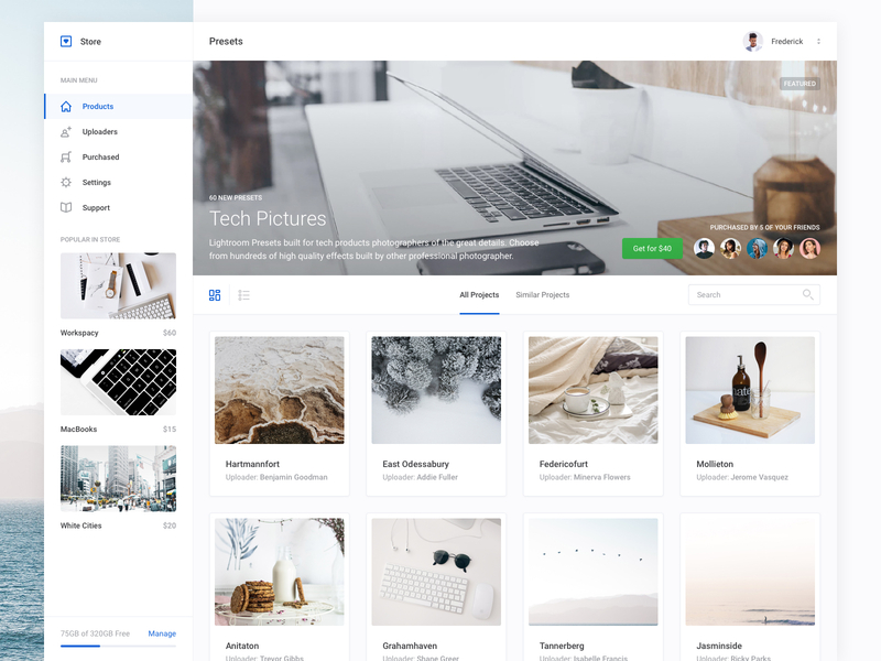 Assets Store (Dashboard UI Kit 3.0) clean dashboard design gallery landing pictures profile table ui ui kit web