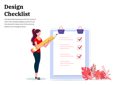 Design checklist art board business branding character checklist checkmark clip clipboard concept design girl not paper paper pencil questionnaire success survey task