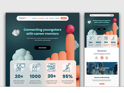 Website landing page for mentorship platform