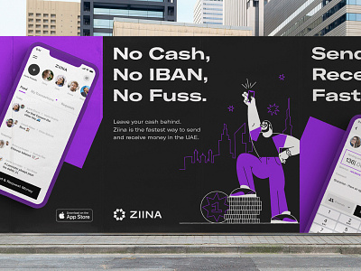 Ziina - Applications app billboard brand branding colors design icon identity illustration logo logotype payment app typography