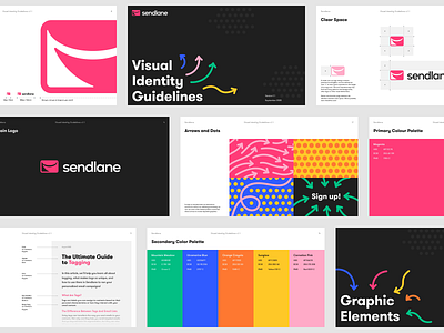 Sendlane - Visual Identity Guidelines brand branding guidelines logo marketing newsletter pattern scribbles visual identity