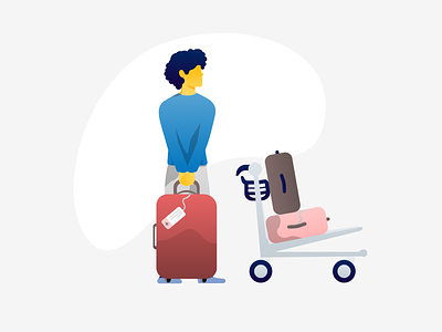 Baggage control airport baggage blue design flat design gradient illustration modular design red simple sketch ui vector