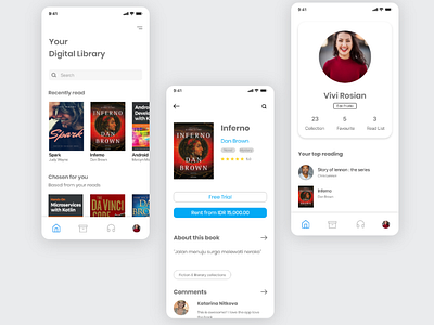 Digital Library_BookStore app book books bookstore design indonesia minimal mobile mobile app mobile app design mobile ui modern ui ux