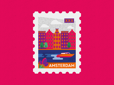 Amsterdam Post Stamp Illustration amsterdam design flat fresh graphic design icon illustration illustrator instagram logo pattern texture typography vector