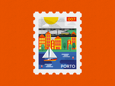 Porto Post Stamp Illustration design flat fresh icon illustration illustrator instagram logo porto portugal stamp vector