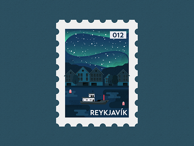 Reykjavík Post Stamp Illustration