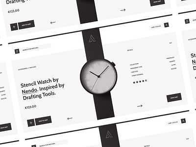 UI Design | Stencil Watch concept design grayscale ui ui design ux watch watches website design websites