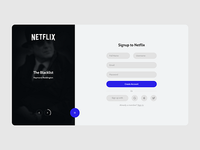 Netflix UI | Sign Up app black blacklist concept design desktop gray netflix purple reddington signup ui ux webdesign website