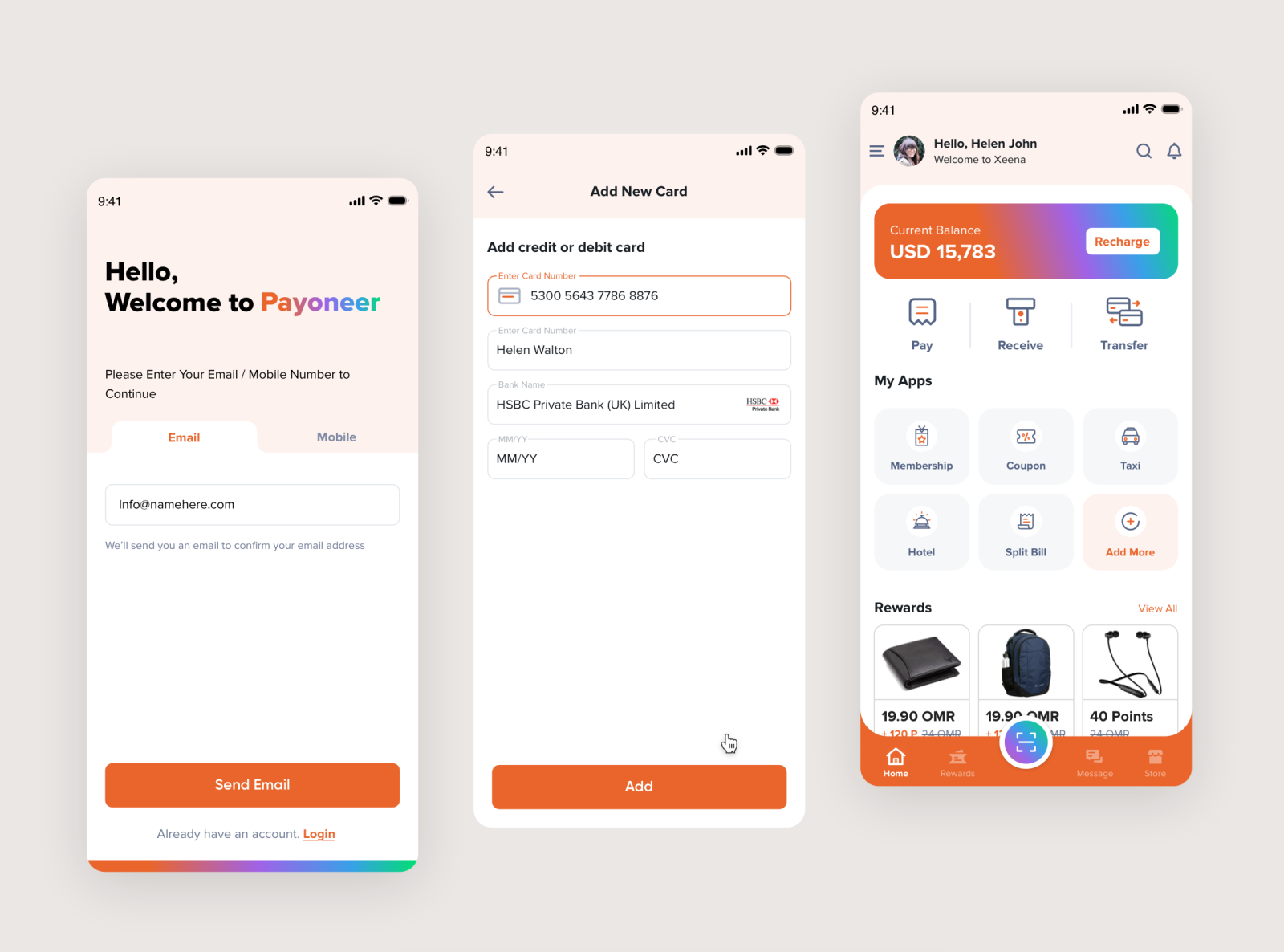 Payoneer App UI by Cygnus Bit on Dribbble