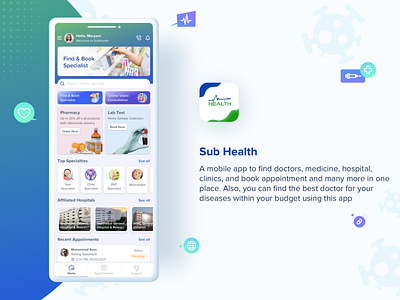 Sub Health - Medical Solution mobile app UI/UX