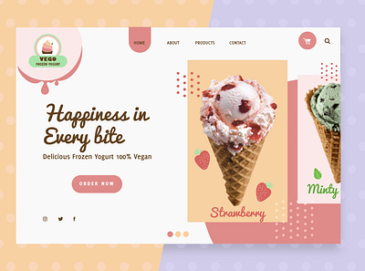 VEGO - Vegan Frozen Yogurt - website landing page brand identity branddesign branding design logo website design