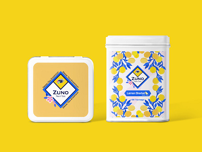 Zuno fruit tea - Lemon Sherbet Iced tea brand identity branding design flat illustration packaging design product design
