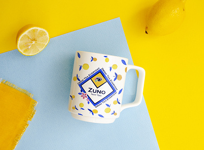 zuno fruit tea - lemon cup brand identity branddesign branding design flat illustration logo packaging design product design vector