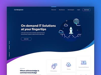 IT Solutions Space Website blue illustration infographic it landing responsive solution space spaceship wave web webpage