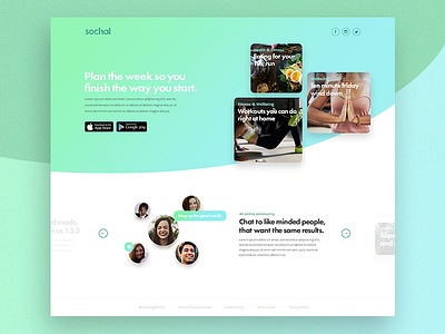App Landing Page Concept animation app colour fitness health landing page minimal social wellbeing