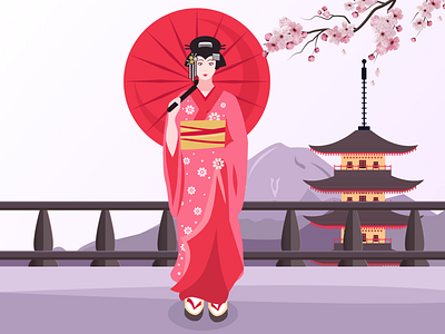 Japanese Geisha Illustration