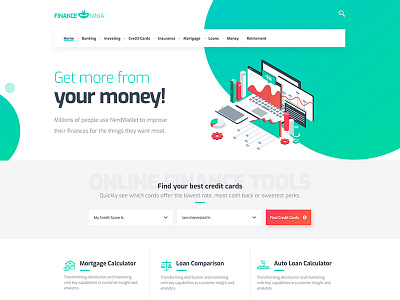 Finance website landing page