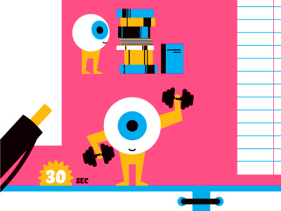 Have you been working out? black characater design eyes illustration infographic orange pink white