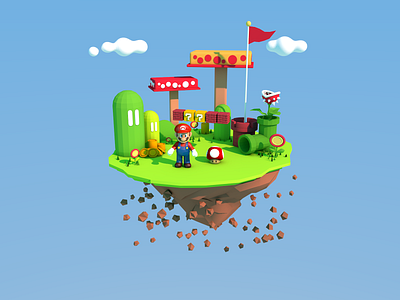 Super Mario Low Poly 3d art app c4d design