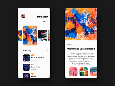 Art Gallery App app design illustration typography ui ux