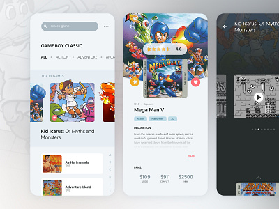 Game Boy Games App app concept game game boy ui