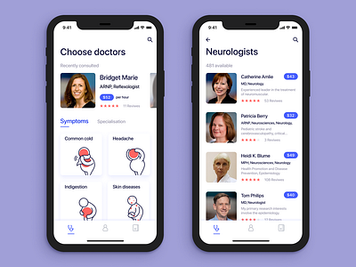 Online doctor consultation App app consultation doctor health healthcare app illustration medical medicine mobile online physician service telemedicine ui ux