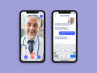 Online doctor consultation App app chat consultation design doctor healthcare illustration mobile online physician service telemedicine ui video videochat