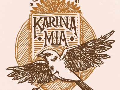 karina mia bird design feathers hand illustration lettering shirt type typography wheat