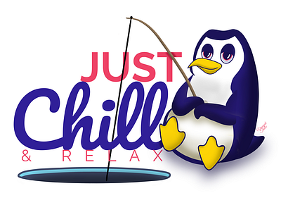 Just Chill & Relax artworks autodesk sketchbook digitalart illustration logo penguin season winter