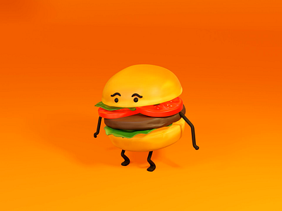 Funny burger 3d art 3d artist animation burger character design digital food illustration