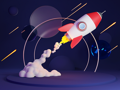 Rocket design 3D illustration