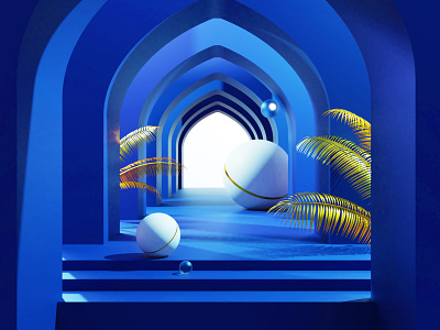 Blue & gold 3d 3d art 3d artist abstract design digital illustration interior