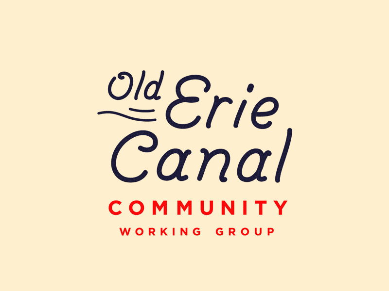 Old Erie Canal, Community Working Group canal inspired by postcards logo outside retro trail variations