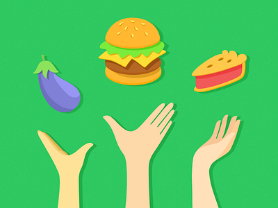 Flat Yum! debuts flat food hands illustration vector